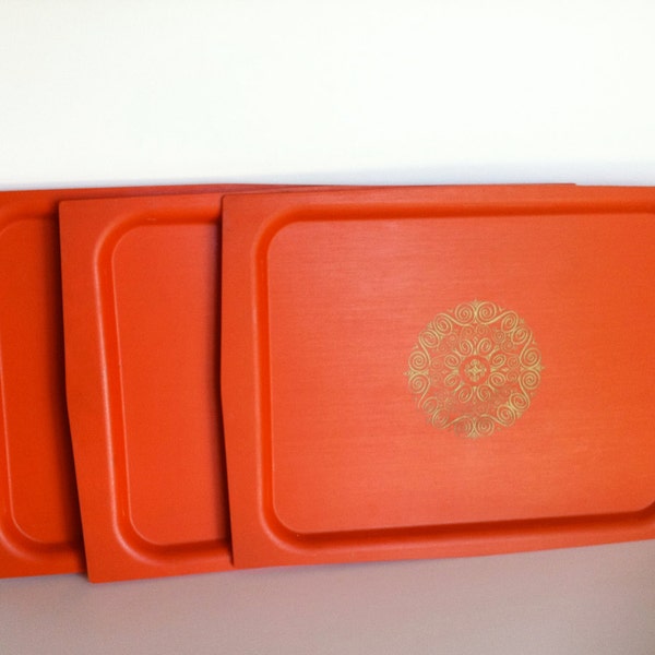 1970s David Douglas Orange Serving Trays