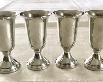 4 Vintage Empire Weighted Pewter Liqueur Cordial Shot Glasses #772