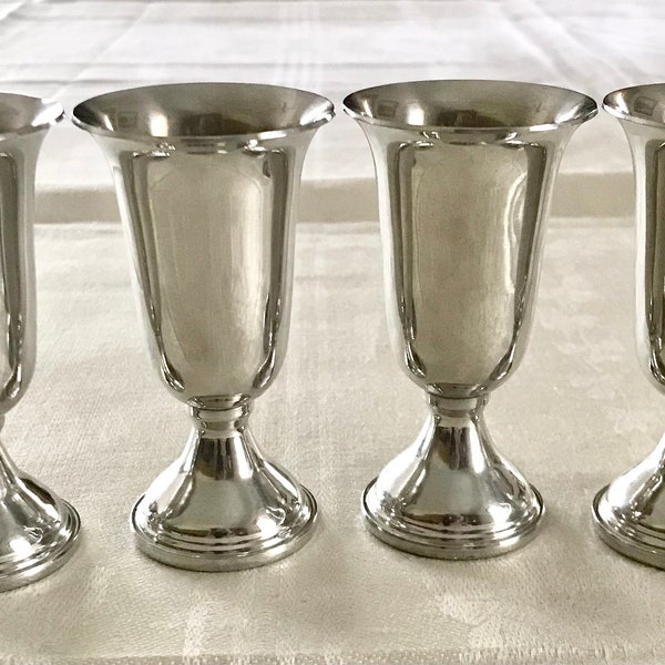 4 Vintage Empire Weighted Pewter Liqueur Cordial Shot Glasses #772