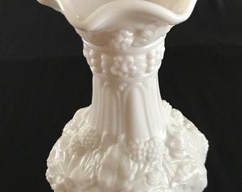 Vintage Imperial Milk Glass Vase In The Loganberry Pattern