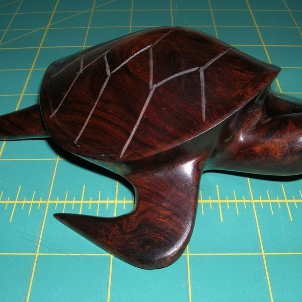 Sleek Smooth Wood Carved Sea Turtle Paper Weight