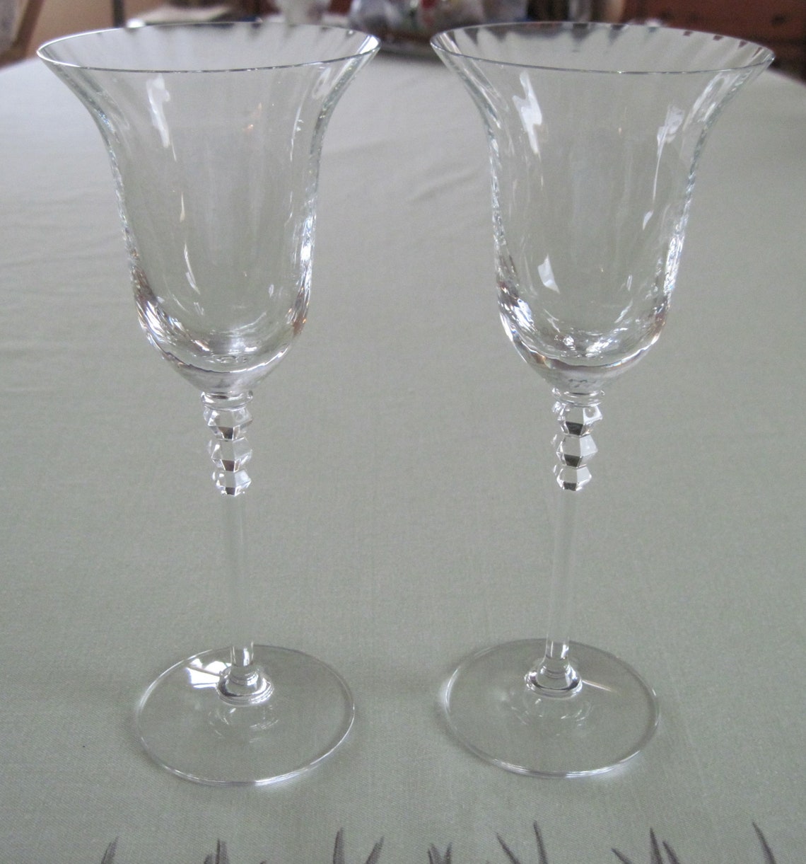 2 Vintage Mikasa Crystal Optic Wine Glasses Flair Pattern Etsy