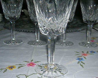 2 Waterford Crystal Claret Wine Glass Lismore Pattern Signed