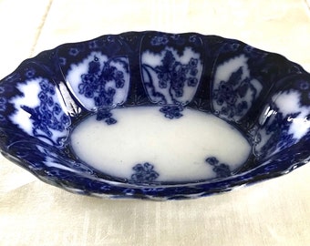 Antique Flow Blue Oval Serving Bowl Till & Sons, England, CECIL Design