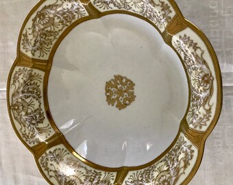 Antique R C Nippon Moriage Large Gold Encrusted Serving Bowl Old Mark circa 1911