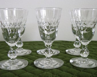 6 Vintage Mid Century Libbey Cordial Glasses Baguette Pattern Circa 1950's Stem 3003