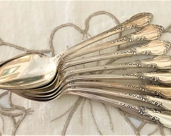 8 Vintage 1881 Rogers Silverplate Teaspoons Enchantment Pattern Circa 1952