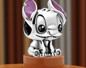 Silver Lilo & Stitch Charm Purple Stich Charm Lilo Bead Charm Movie Charm Silver Bracelet Charm