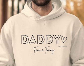 Custom Dad Hoodie, Personalized Dad Sweatshirt, New Dad Hoodie, Father's Day Gift, Grandpa Papa Hoodie, T-Shirt with Child's Name & Year