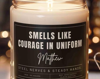 Smells Like Hero Candle, Custom First Responder Gift, Funny Firefighter Candle, New Job Gift, Fathers Day Personalized Firefighter Gift