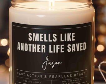 Smells Like Hero Candle, Personalized Firefighter Gift, Custom First Responder Gift, Funny Firefighter Candle, New Job Gift, Fathers Day