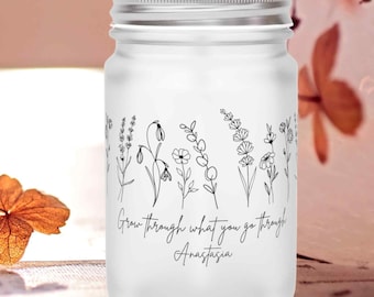Personalisierte Wildblumen Blumenbecher, kundenspezifische Glaskaffeetasse, Brautjungfer Vorschlag Geschenk, Geschenke für sie, Muttertagsgeschenk, Abschlussgeschenk