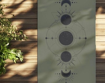 Yoga Mat Celestial Moon Phase, Fitness Gift Idea Yoga Mat, Meditation Mat, Gift for Yoga Lovers, Pilates Mat, Mothers Day Birthday Gift
