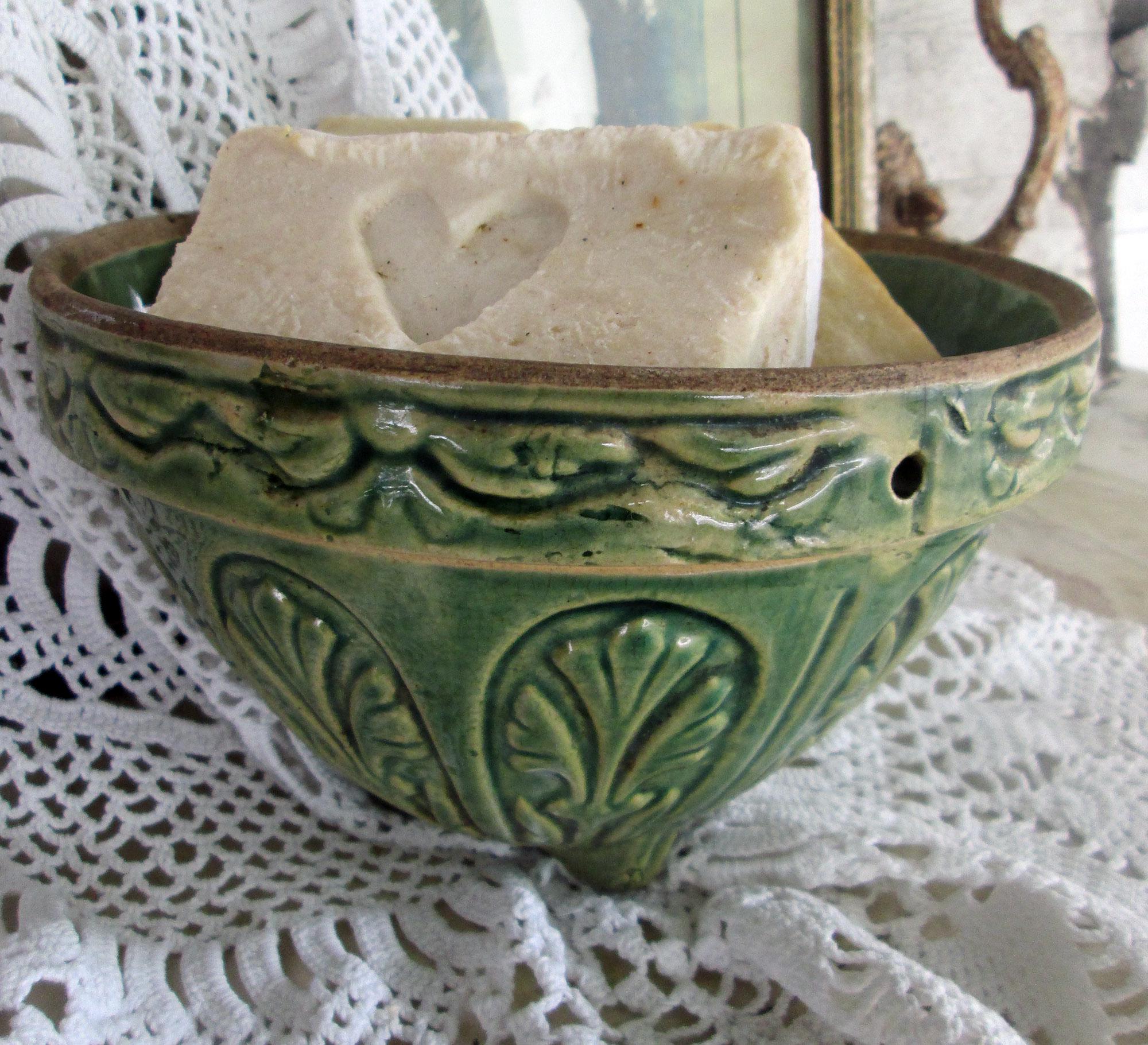 Vintage Pottery Planter/ Green Hanging Planter