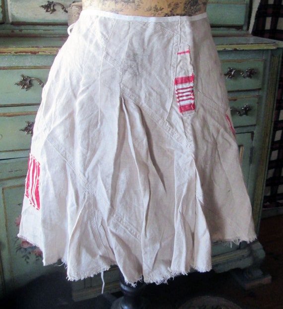 French Apron/Hand Made/Antique Linen - image 1