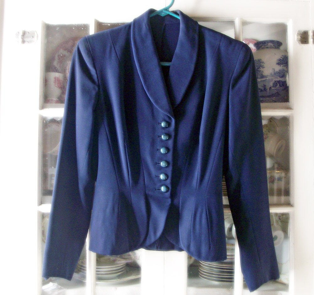 Real Vintage Search Engine Vintage 1940s Tailored Navy Jacket $48.00 AT vintagedancer.com