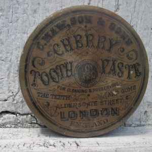 Antique English Advertising Pot Lid/Ironstone/Tea Stained