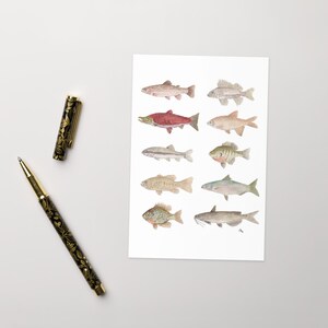 Carte de voeux aquarelle poisson d'eau douce