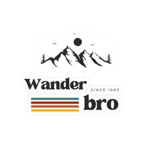 Adesivos de aventura Wander Bro Kiss-Cut para amantes de viagens, decoração de laptop, clima de desejo de viajar, entusiastas de atividades ao ar livre, presente para amigos