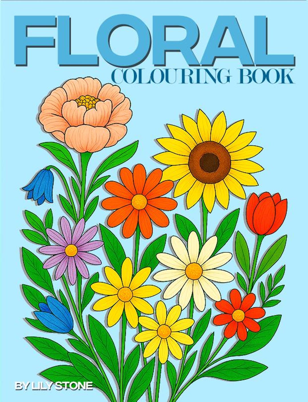 Floral Coloring Book 40 Flower Illustrations, Stress Relief (printable