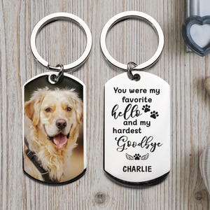 Custom Dog Photo Keychain, Cat Picture Keychain, Keyring For Pet Loss, Pet Memorial, Engraved Pet Name Key Chain, Loss of Dog Gifts