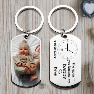Personalized Baby Photo Keychain: Stainless Steel New Parent Gift