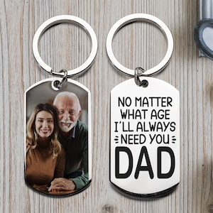Custom Photo Keychain for Dad: Stainless Steel Keepsake