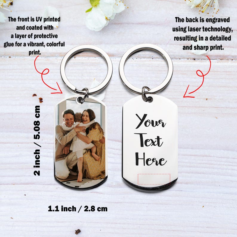 Custom Photo Keychain: Personalized Stainless Steel Keepsake - Etsy