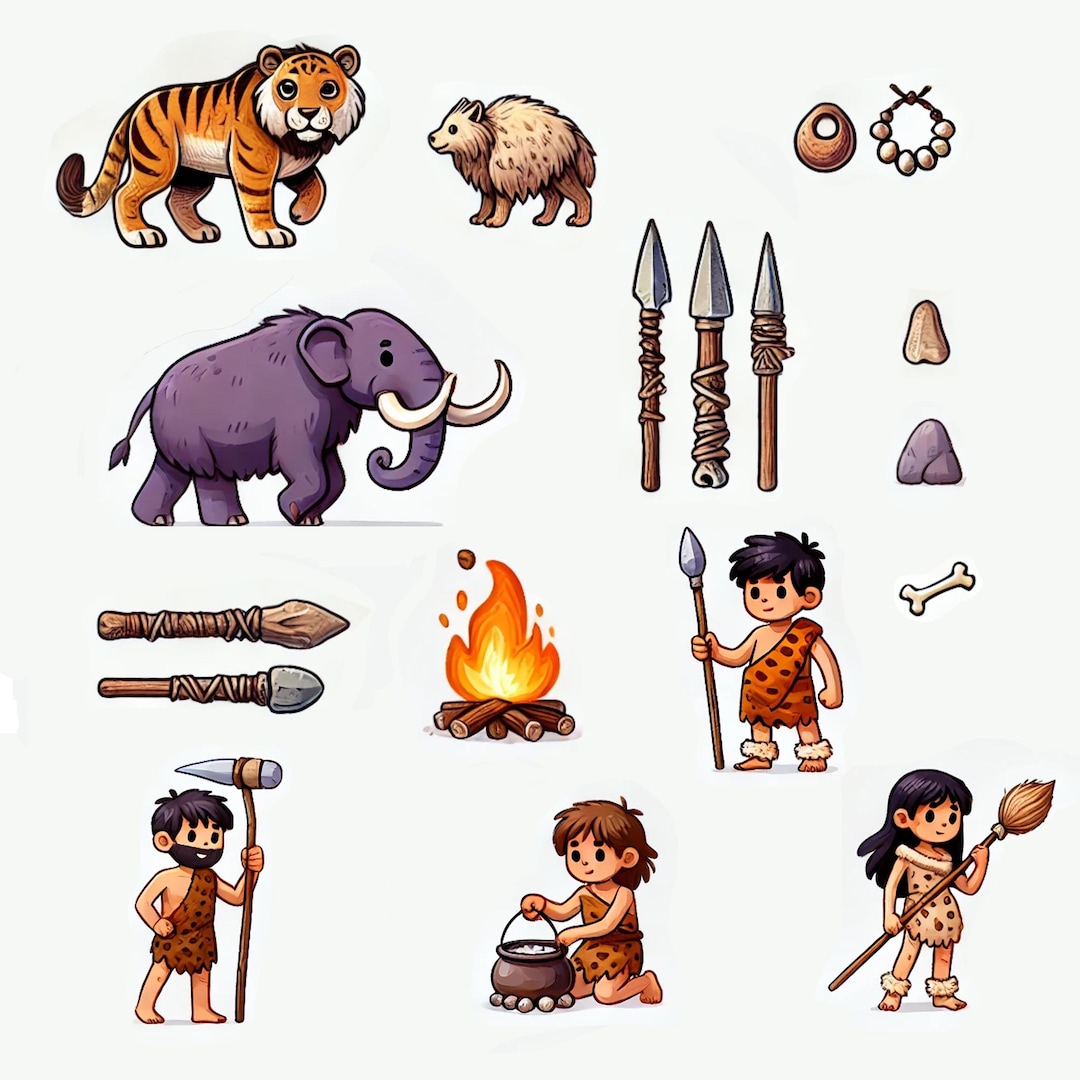 Stone Age Stickers Graphics - Etsy