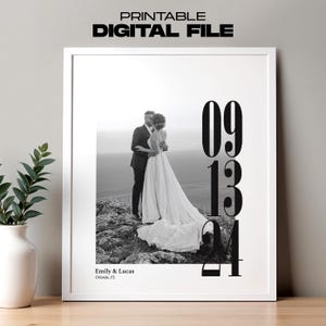 Benutzerdefiniertes Hochzeitsdatum Foto Poster - personalisiertes Geschenk zum Jahrestag - druckbare digitale Wandkunst - Verlobungsgeschenk - Paar Wandkunst