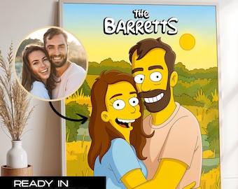 Custom Simpsons Portrait: Personalized Family Cartoon Art (Digital Download 18x24in JPG/PNG File)