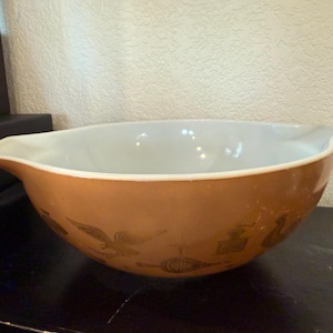 Ciotola ad incastro Cenerentola vintage in vetro Pyrex n. 444 marrone oro Early America da 4 litri