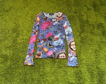 Desigual Avantgarde Mesh Longsleeve Bluse Y2K