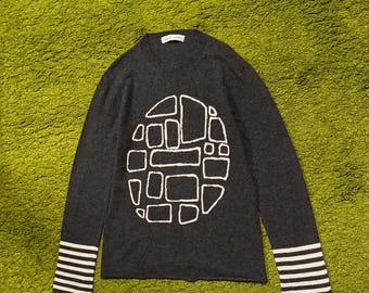 Comme Des Garçons CDG Avantgarde Pullover mit japanischem geometrischem Muster aus Wolle