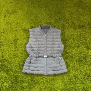 Brunello Cucinelli luxury belted puffer down silk vest gilet
