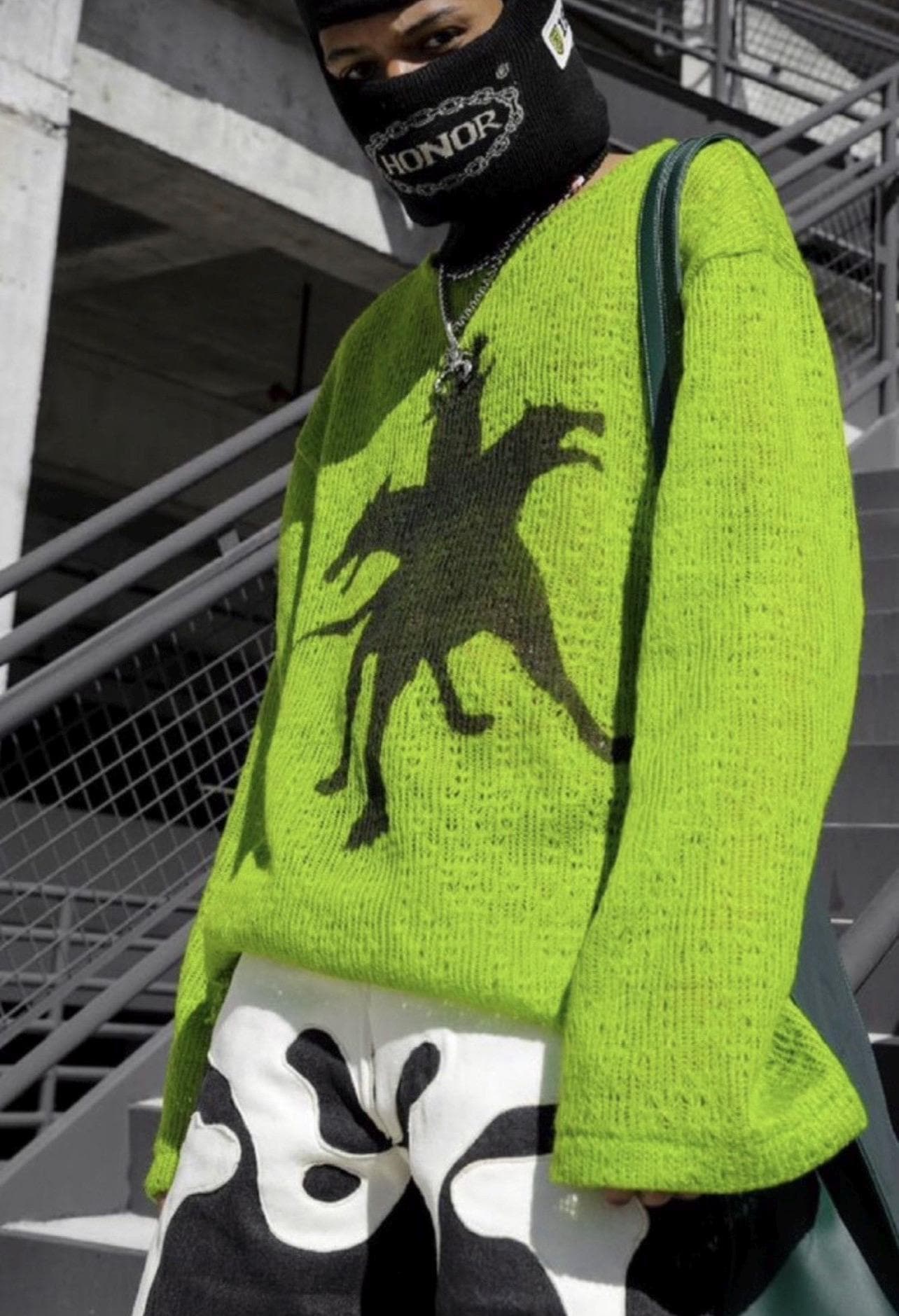 Eyecrave Avant Garde Cerberus Logo Neon Acid Green Sweater