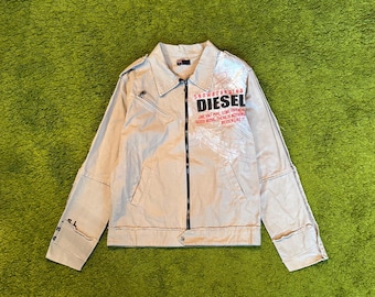 Vintage Diesel Only The Brave Big Spell Out Big Logo Zipper