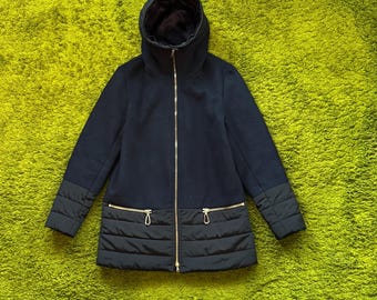 Sandro Paris oldmoney style quilted wool parka hooded coat
