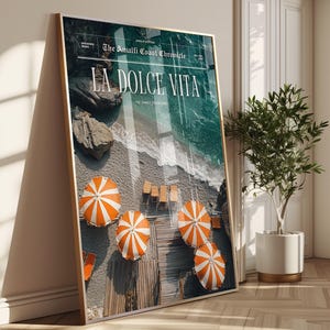 Impresión de revista La Dolce Vita, arte mural de periódico retro, impresión costera, verano italiano, arte mural vintage de moda, arte mural imprimible