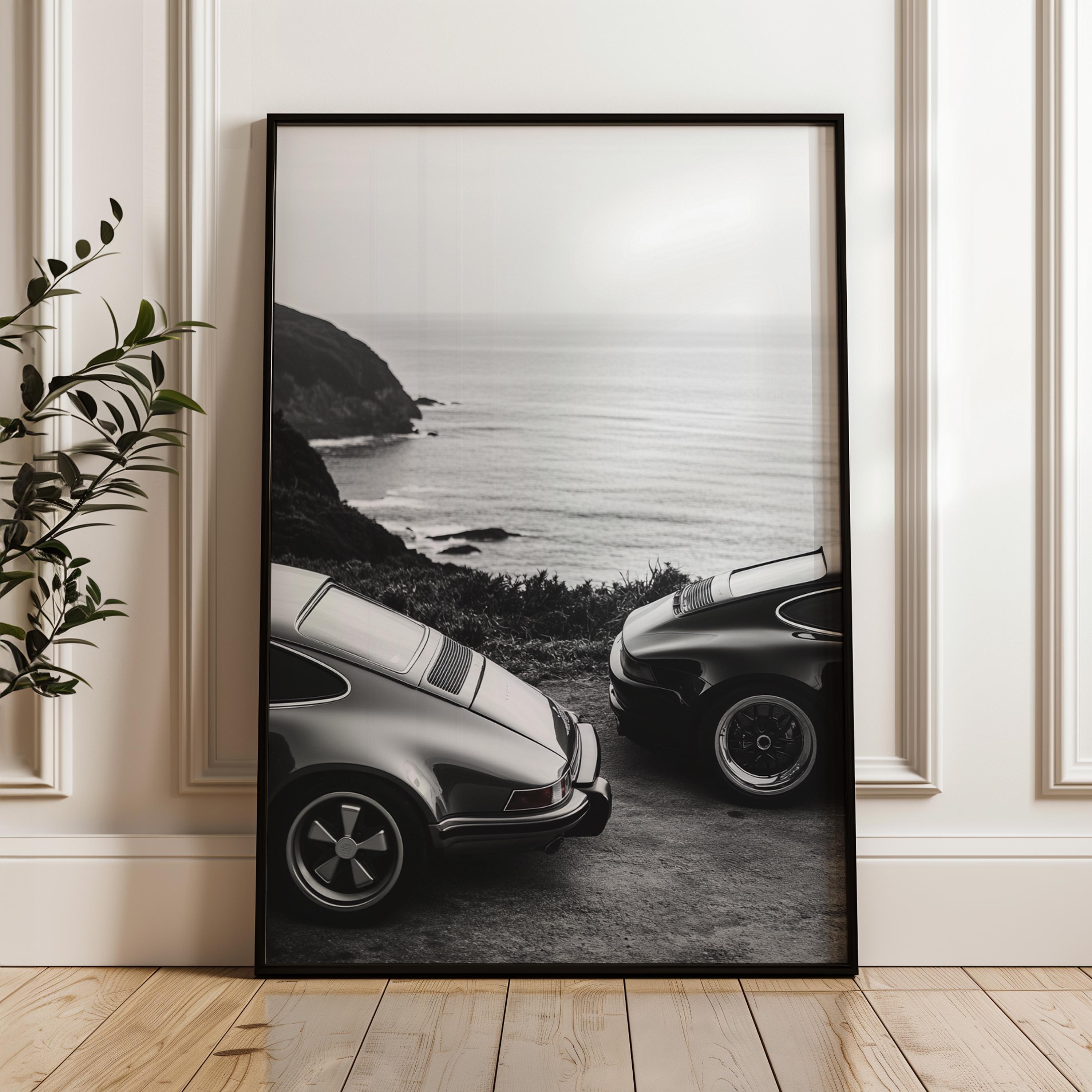Designer Car Print Black And White Vintage Car Poster Retro Luxury 