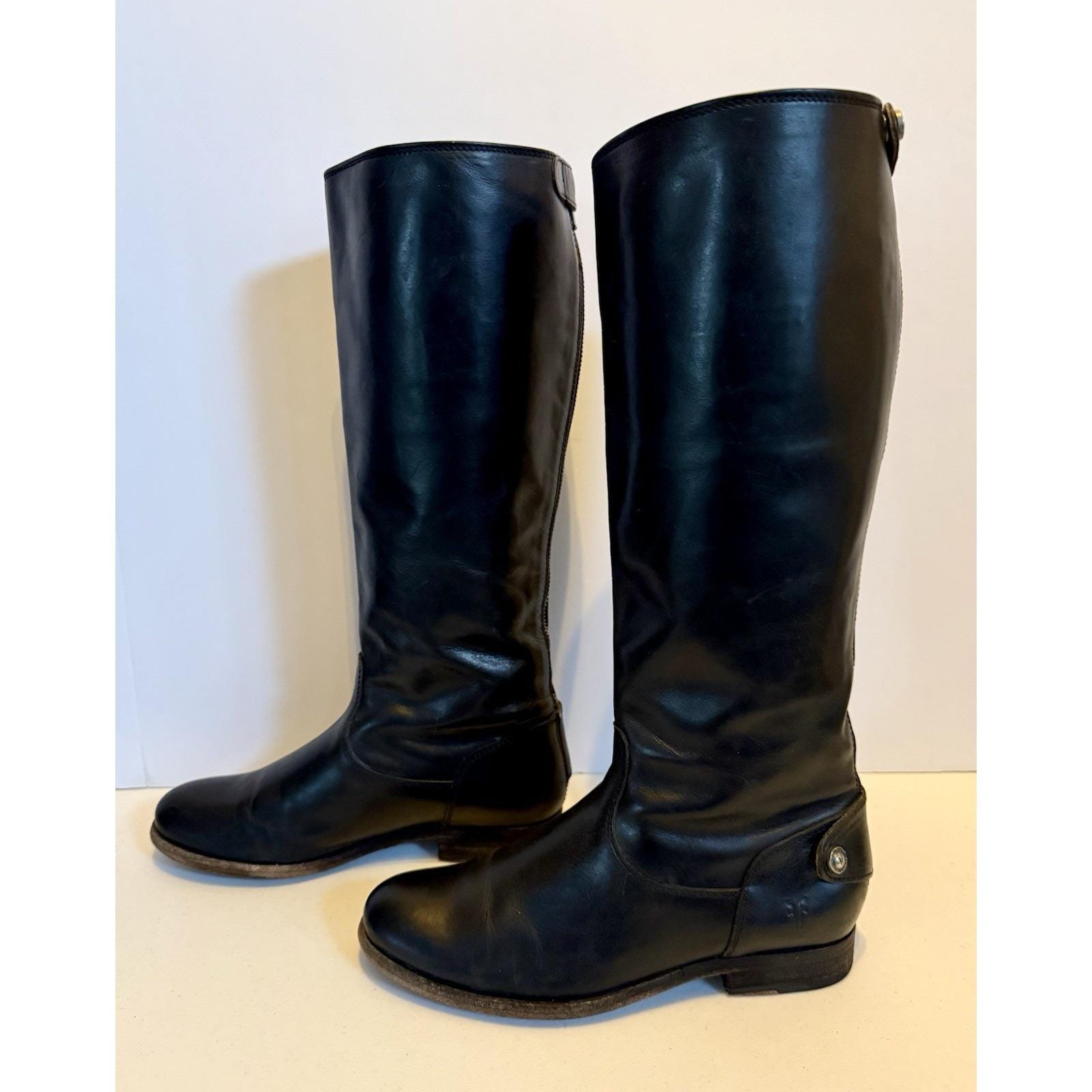 Frye, Vintage Frye Melissa Button Back Zip Boots Black 3476431 Size 6.5 B Ext Calf