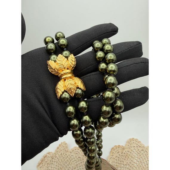 Joan Rivers Forest Green Faux Pearl Double Strand… - image 4