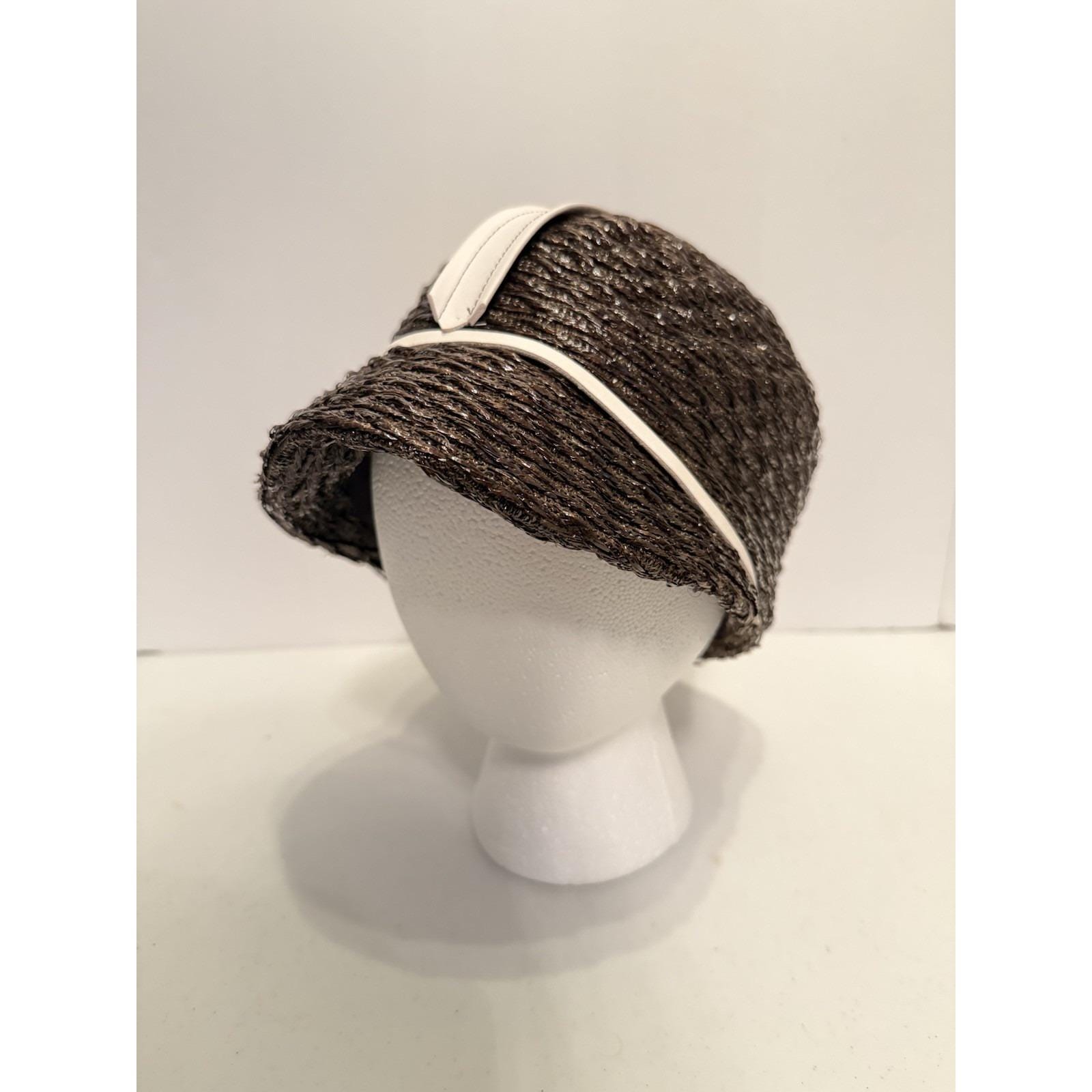 1950s Vintage Coral & White Striped Straw Cloche Hat by Winkelman’s – NWT Vintage Straw Bucket Hat, Cloche Hat, 1950s-60s Hat, Vintage  main image 3