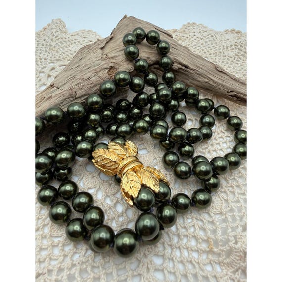 Joan Rivers Forest Green Faux Pearl Double Strand… - image 5