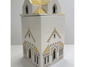 Towle Gailstyn Sutton Cloister cookie jar canister building house church Japan