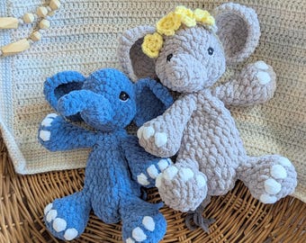 Gehaakte olifantenknuffel | Gehaakte olifant | Handgemaakte olifantenknuffel voor de babykamer | Safari babyspeelgoed