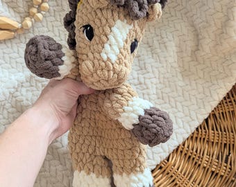 Gehaakte knuffelpony | Handgemaakte pony Lovey, knuffel van boerderijdieren