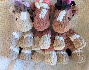 Gehaakte mini-snuggler voor paarden | Zachte dekengaren Farm Animal Lovey