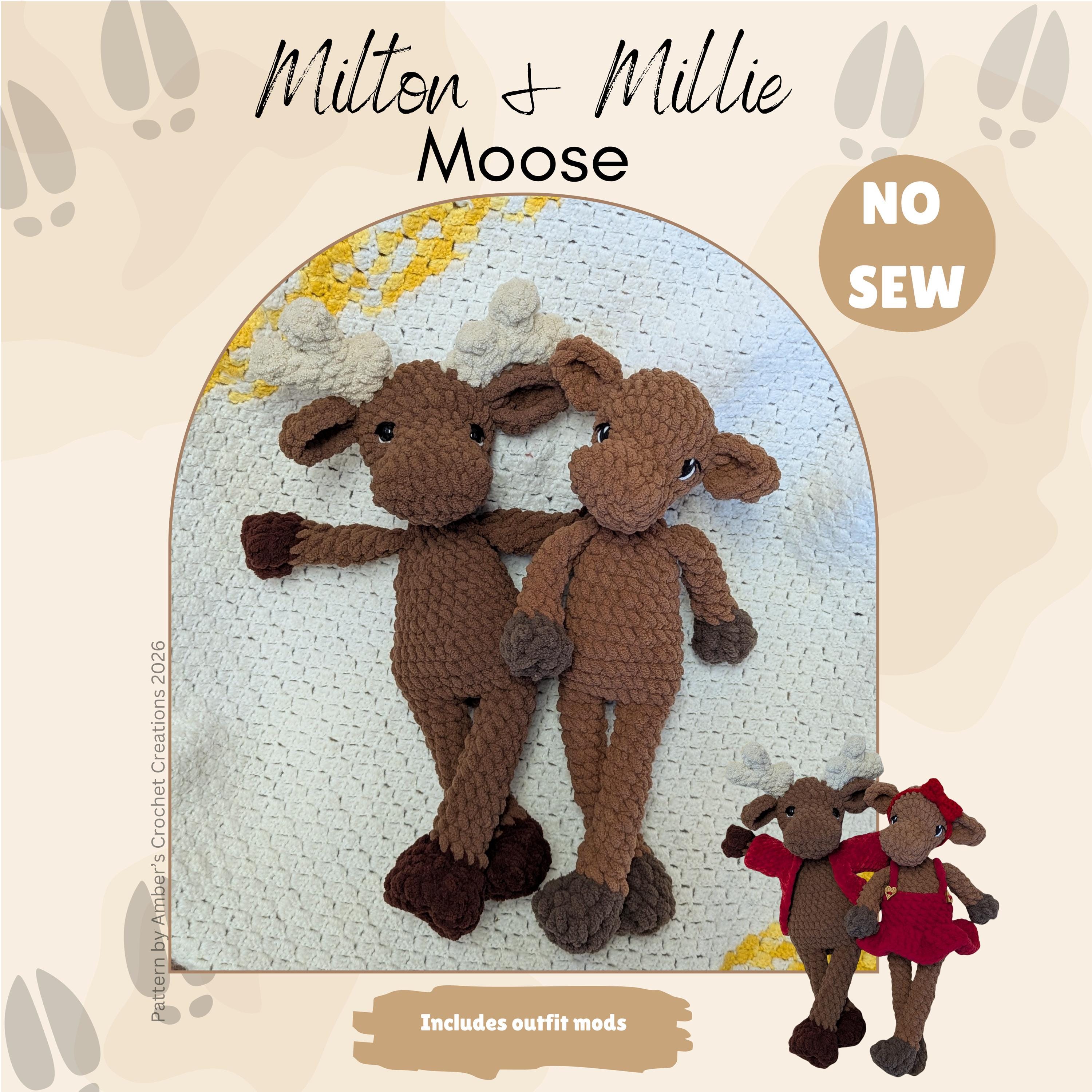 30 Moose Crochet Patterns: Woodland Amigurumi, Loveys, Plushies, and More 21 Milton & Millie Moose Crochet Pattern