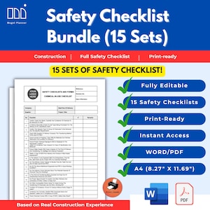 Safety Checklist Bundle | 15 Editable Templates for Construction | Workplace Safety & Health | EHS | Incident Reports